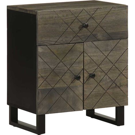 Table de chevet noir 50x33x60 bois de manguier massif (1/5)