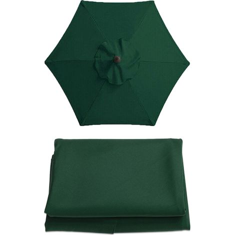 Toile de parasol en polyester, pour parasol de terrasse extérieure, toile pour parasol sur pied de jardinerie, vert foncé, 3,6 mètres de long. (1/5)