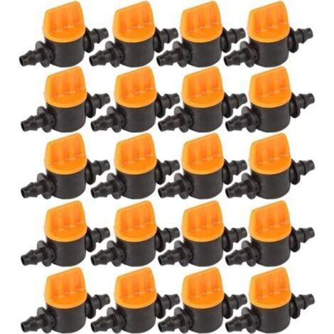 Vanne d'arrêt d'irrigation goutte à goutte, pour vanne de raccordement de tuyau universelle de 1/4 pouces, 4mm/7mm, 20 pièces (1/5)