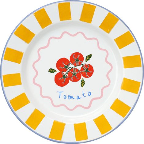 Assiette en Émail Faite Main 25cm Design Tomate - Légère, Durable, Repas Plein Air, Camping, Pique-nique - Vaisselle Été (1/5)