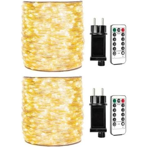 Guirlandes Lumineuses LED 30m (2 x 30m), 400 LEDs Blanc Chaud, Fil de Cuivre Argenté, Étanches avec Télécommande – Décoration Extérieure/Intérieure pour Noël, Terrasse, Jardin, Plantes (1/4)