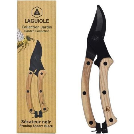 LAGUIOLE Sécateur Noir en Bois de Frêne Naturel