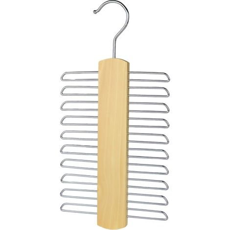 Porte-cravates en bois à 20 barres - Organisateur de rangement pour châles et ceintures (1/5)
