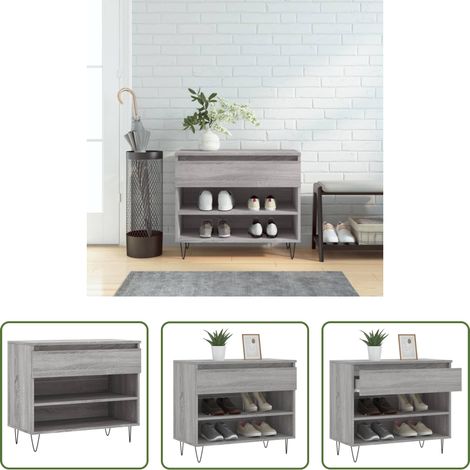 vidaXL Schuhregal Holz - Schuhregal Grau Sonoma 70x36x60 cm Holzwerkstoff (1/5)