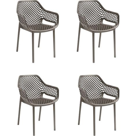 Gloupie Set 4 Poltrone Aria in Polipropilene Taupe, Impilabile,58x60x82 cm, 3,8 kg, Schienale Ergonomico,Made in Italy (1/5)