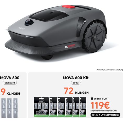 MOVA 600 Kit, Dreame Rasenmäher Roboter 3D-LiDAR kabellose Einrichtung & genaue Kartierung bis 600 m²