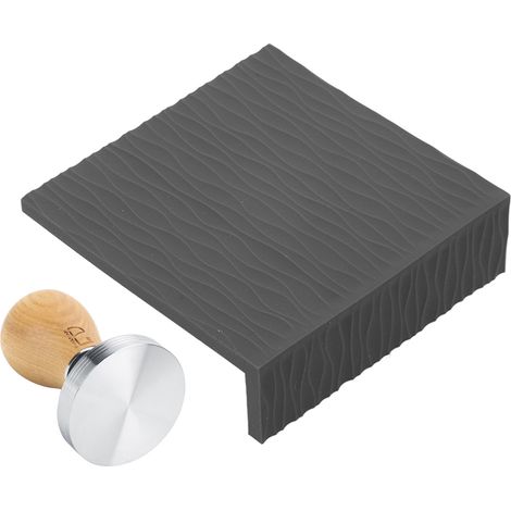 Ensemble de tasseur à café 58 mm, manche en hêtre, marteau à café, tapis de tassage gaufré, noir, pour la maison et les cafés (1/5)