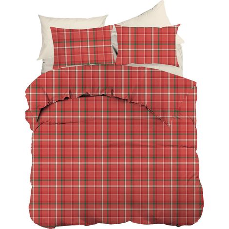 Funda nórdica, funda nórdica, ropa de cama Set 100% Algodón Rojo Offwhite Verde (1/2)