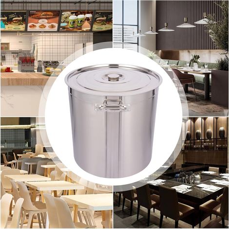 Pot multifonctionnel en acier inoxydable 98l seau à soupe de grande capacité avec couvercle pour la cuisson, le stockage et l'utilisation quotidienne (1/5)