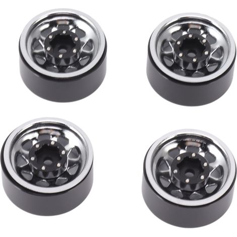 Lot de 4 jantes Beadlock à gorge profonde de 2,5 cm (1 pouce), universelles pour carrosserie de véhicules tout-terrain et voitures radiocommandées Traxxas, avec vis, couleur argent. (1/5)