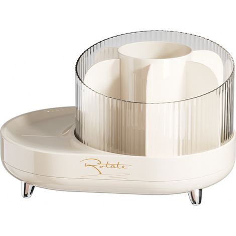 SHINING HOUSE Organizador de maquillaje giratorio, soporte para brochas y lápices giratorio de 360°, organizador de maquillaje desmontable con 7 compartimentos para encimera (1/4)