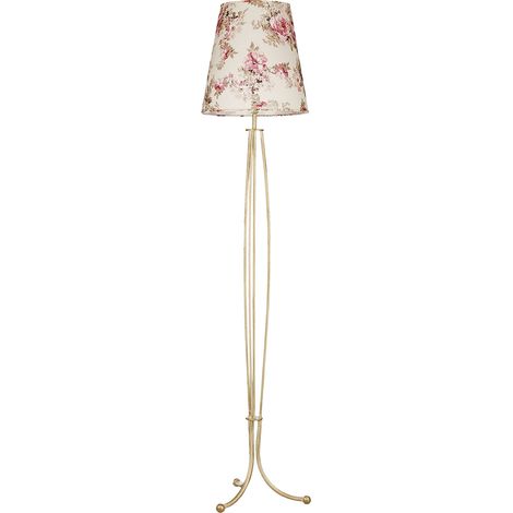Lampada da terra treppiede ecru fiori E27 Jupiter Sara