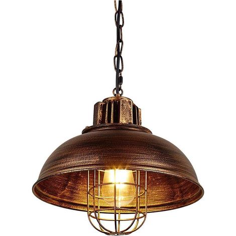 Pendelleuchte Industrial Metall Käfig, E27 Retro Pendelleuchte, Höhenverstellbar für Wohnzimmer, Küche, Flur, Veranda, Bauernhaus (33cm,Rost)