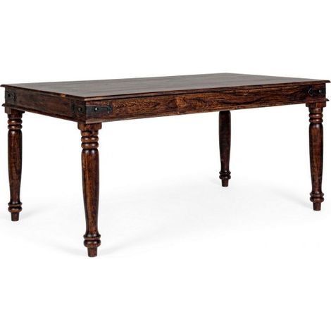Tavolo Jaipur rettangolare, con gambe, piano in legno massiccio, stile fusion -160 x 90 cm (1/5)