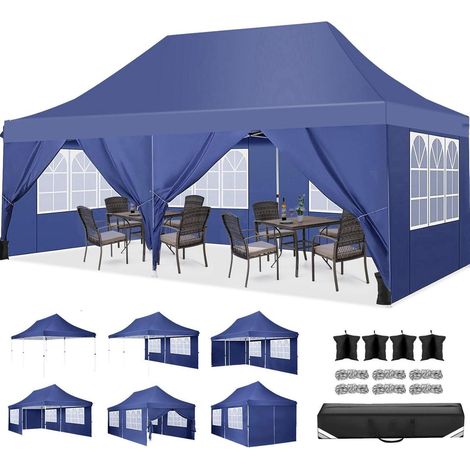 Faltpavillon 3x6m Wasserdicht Stabil Winterfest Partyzelt Marineblau (1/5)
