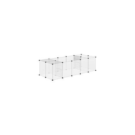 Modulares Laufgitter für Kleintiere, 20 Elemente, für Meerschweinchen und Igel, 175 x 70 x 45 cm, weiß