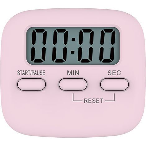 Timer digitale da cucina - Orologio da scrivania, sveglia, conto alla rovescia per studenti, rosa (1/5)
