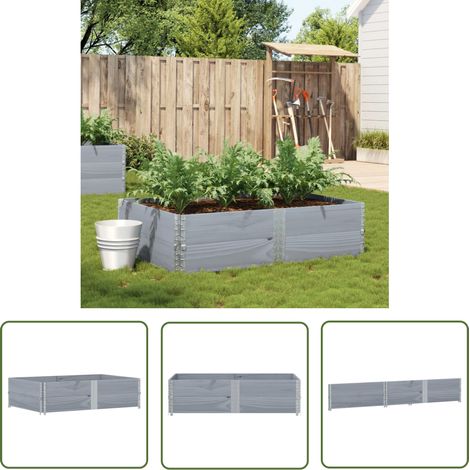 The Living Store Jardinière gris 150x100 cm bois de pin massif - Jardiniered'extérieure - Jardinière Bois - Pot De Fleurs Extérieur - Bac Plante - Décoration Jardin (1/5)