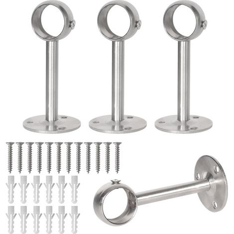 Set di 4 staffe a clip in acciaio inossidabile per bastoni per tende da 26 mm (1/5)