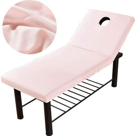 Lot de 2 draps-housses de table de massage avec trou, en polyester doux, réutilisables-Convient aux lits de massage de moins de 80 cm(rose)