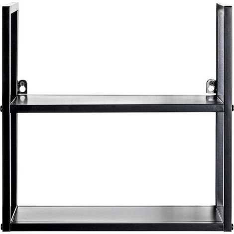 Etagère murale, meuble étagère murale en métal coloris noir -longueur 36 x profondeur 15 x hauteur 36 cm (1/4)