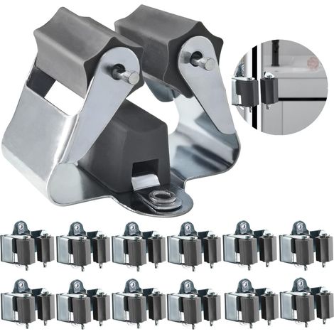 12 Pièces - Porte-balais Mural - Support Outils Jardin - Acier Galvanisé Antirouille - Pour Balai Serpillère Râteau - Garage Cellier Atelier - Argent - 3-H