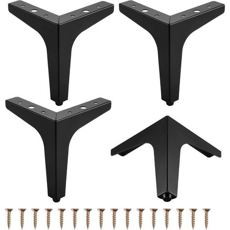 Lot de 4 pieds de meubles en métal, pieds de meubles triangulaires de 10 cm pour canapé, armoire, table basse, meuble TV et autres (1/5)
