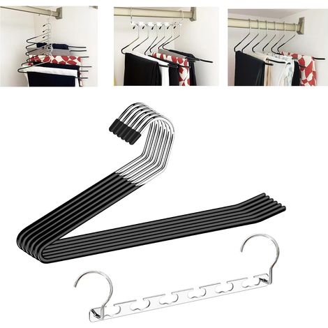 ZOLGINAH Perchas para Pantalones de Metal, Percha con Gancho Percha Plegable multifunción, Antideslizante y Antiarrugas, para Pantalones, Toallas, Trajes (Pack de 6) (1/5)