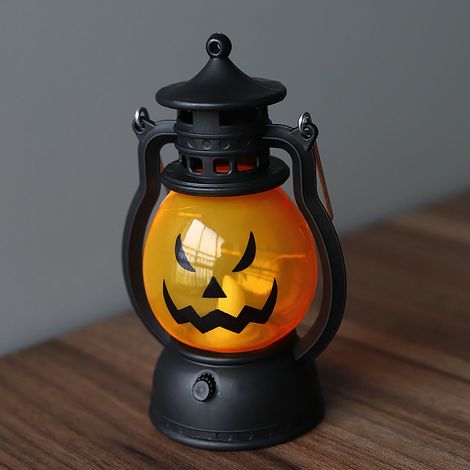 Lanterne Citrouille Led - Décor Électronique Portable pour Halloween et Noël - Style Rétro avec Poignée - 1 Pièce (1/2)