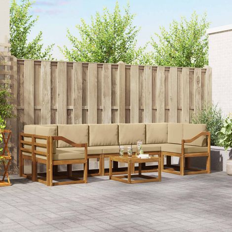 vidaXL Outdoor-Sofagarnitur mit Kissen 8 pcs Natur und Beige (1/5)