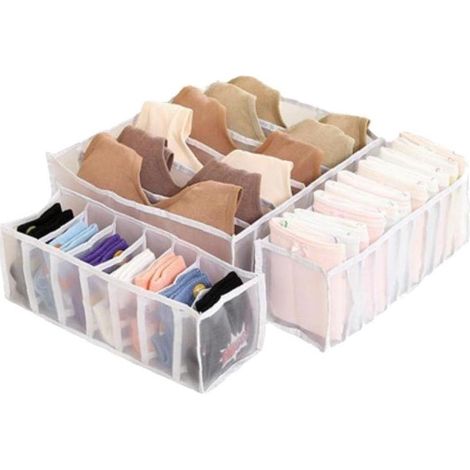 Sollbry Boîte De Stockage D'organisateurs De Tiroir De sous-vêtements 3pcs / Set Set Boîtes De Rangement Pliables Organisateurs Boîtes De Rangement De Diviseur De Tiroir pour Chaussettes De Caletre (1/4)