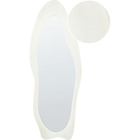 Espejo de pared decorativo estilo moderno con forma abstracta marco irregular blanco 57 x 160 cm Reigny
