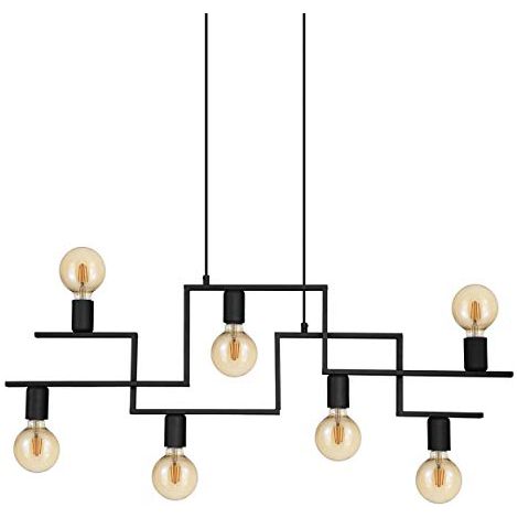 Lampadario A Sospensione Vintage Fembard Acciaio Nero 7 Luci E27 (1/4)