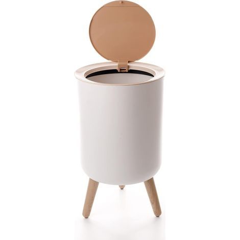 Poubelle 7 litres (1,8 gallons) Couvercle à pousser Corbeille moderne minimaliste pour cuisine, salle de bain, chambre à coucher, salon, bureau (1,8 g 7 L) (1/5)
