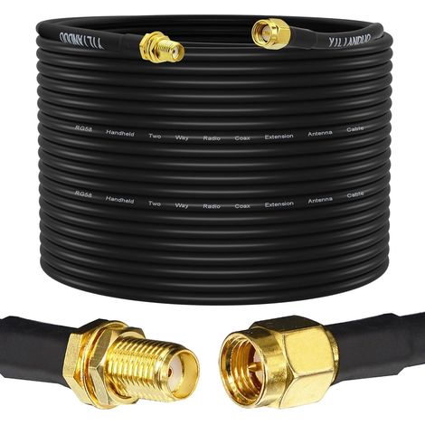 Câble d'extension SMA RG58 30M SMA Mâle à Femelle 50ohms Câble d'extension Coaxial à Faible Perte pour 4G LTE WLAN antenne WiFi GPS Antenne Routeur Scanner Radio (1/5)