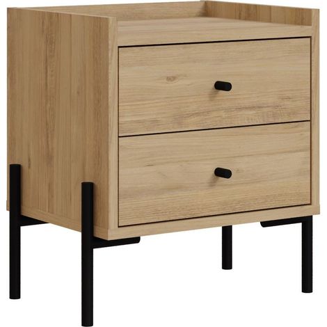 Table de chevet en bois "Malta" - 45 x 35 x 52 cm - Marron clair
