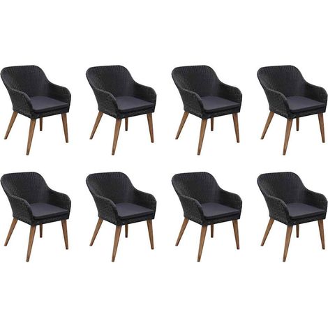 Maison Exclusive - Set da Pranzo da Giardino 9 pz con Cuscini in Polyrattan Nero (1/5)