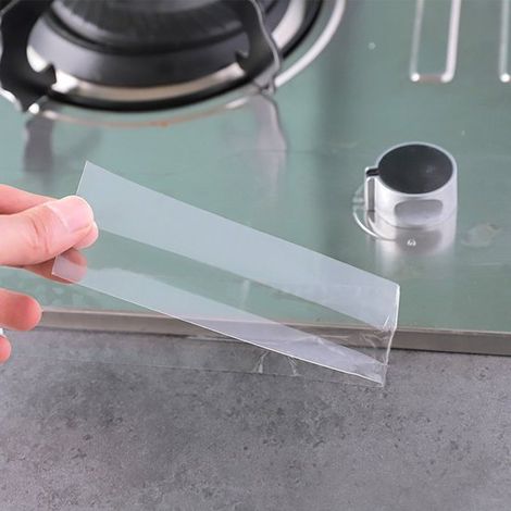 Tape adhésif pour joint de plan de travail de cuisinière - 5 cm x 5 m - Autocollant - PVC - Bande de protection ultra-large pour cuisine et joint d'étanchéité étanche pour four, baignoire, douche, évi (1/5)