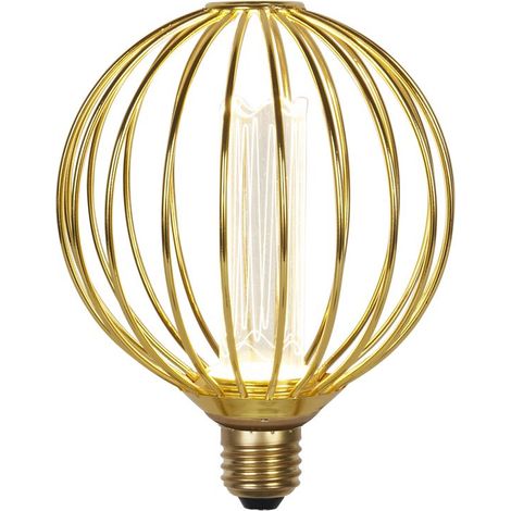 Ampoule Led déco GLOBE CAGE métal doré effet filaire sphère E27 2700k 320lm 4,5W