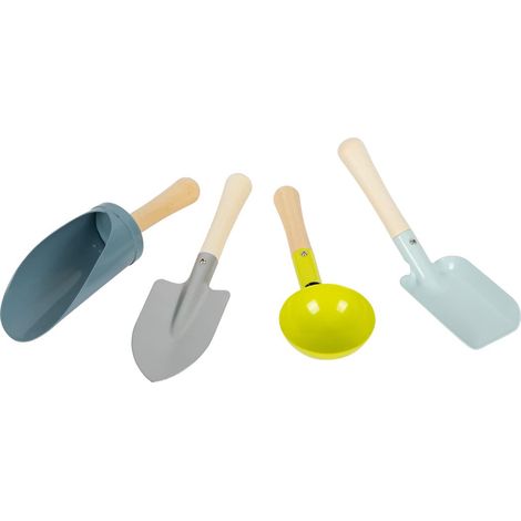 Small Foot Set di palette compatto in legno e metallo, ausilio per giardino, per bambini dai 3 anni, gioco per Outdoor Toys, Colori alla moda, 12387 (1/5)