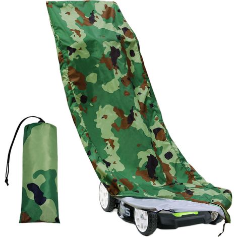 Housse de protection pour tondeuse à gazon, imperméable, anti-poussière et en tissu Oxford avec cordon de serrage pour tondeuse à gazon - Camouflage (1/5)