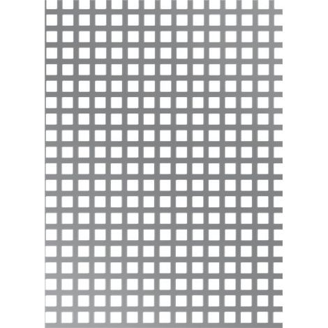 Alberts 467142 Lamiera forata, perforazione quadrata, alluminio, anodizzato argento, 250 x 500 x 0,8 mm