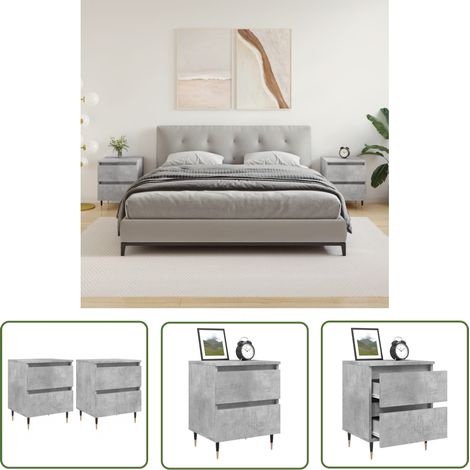 The Living Store Nachttische 2 Stk. Betongrau 40x35x50 cm Holzwerkstoff - Beton Grau Nachttisch - Wohnzimmer Dekoration - Kommode - Schrank - Holzwerkstoff (1/5)