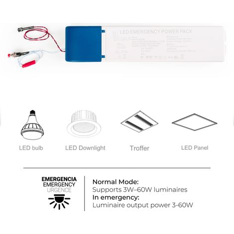 Driver LED Para Emergencia - Salida 3-60W - 3h Autonomía - Luz