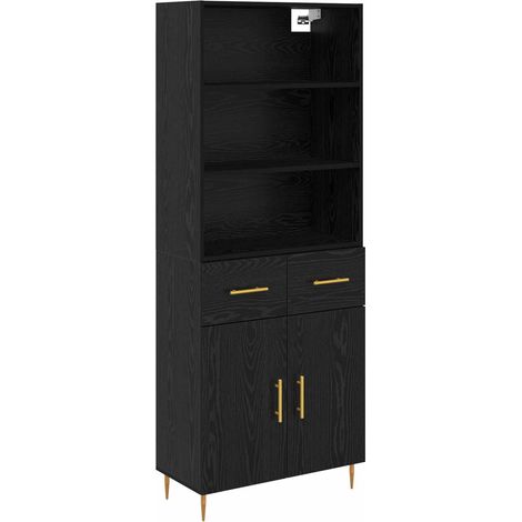 Maison Exclusive - Aparador alto con cajón Roble Negro 69,5 x 34