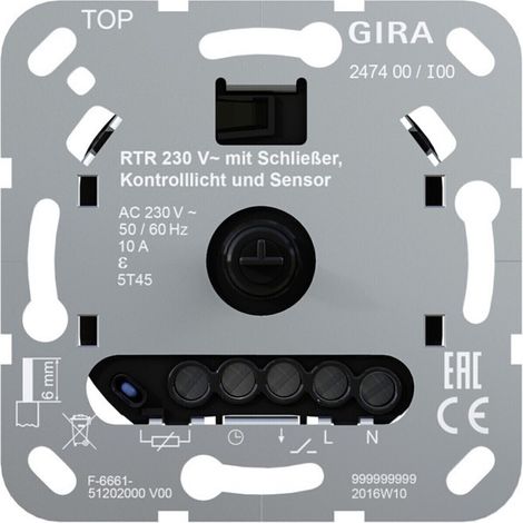 Gira RTR 230 V Schließer Kontroll FBH Einsatz [247400], 2474 00