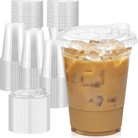 Gobelet Plastique Transparent 480ml Avec Couvercle Sip Pour Café Glacé Smoothies Boissons Froides Lot De 100