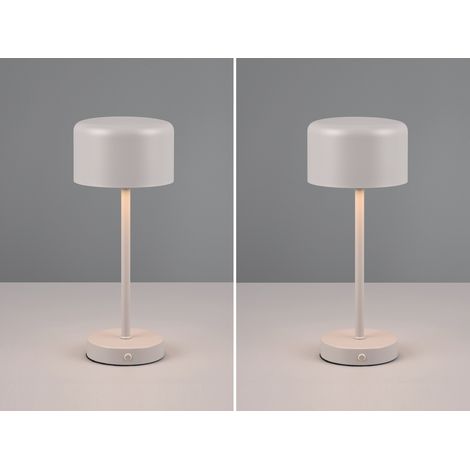 2er SET Akku Tischleuchten, per USB aufladbar, dimmbar, Hellgrau, Höhe 30cm (1/5)