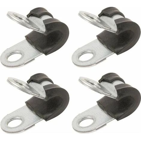 4x colliers de serrage métallique avec insert caoutchouc diamètre 8mm fixation tube P clip serre cable tuyau conduit collier (1/4)