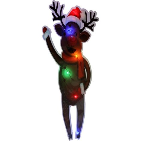 Adesivo LED natalizio in gel per vetri di finestre, renna (1/2)